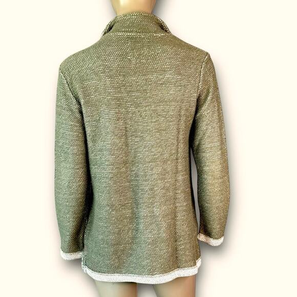 Jadelynn Brooke 1/4 Zip Pullover Sweater Waffle Knit Boyfriend Womens S Green - Picture 3 of 14